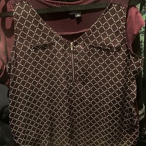 Forever 21 Burgundy Blouse with White Pattern